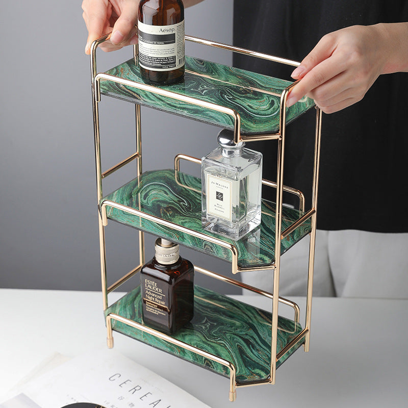 Zhiyou Nordic Inspired Cosmetic Storage Rack For Skincare And Perfume Metal Glass Vanity Organizer For Beauty Enthusiasts