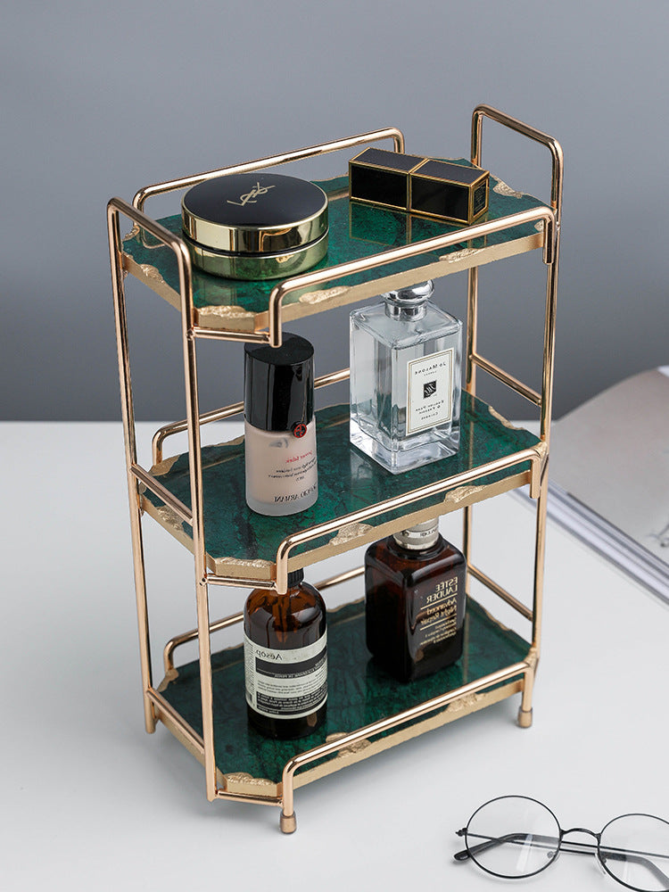 Zhiyou Nordic Inspired Cosmetic Storage Rack For Skincare And Perfume Metal Glass Vanity Organizer For Beauty Enthusiasts