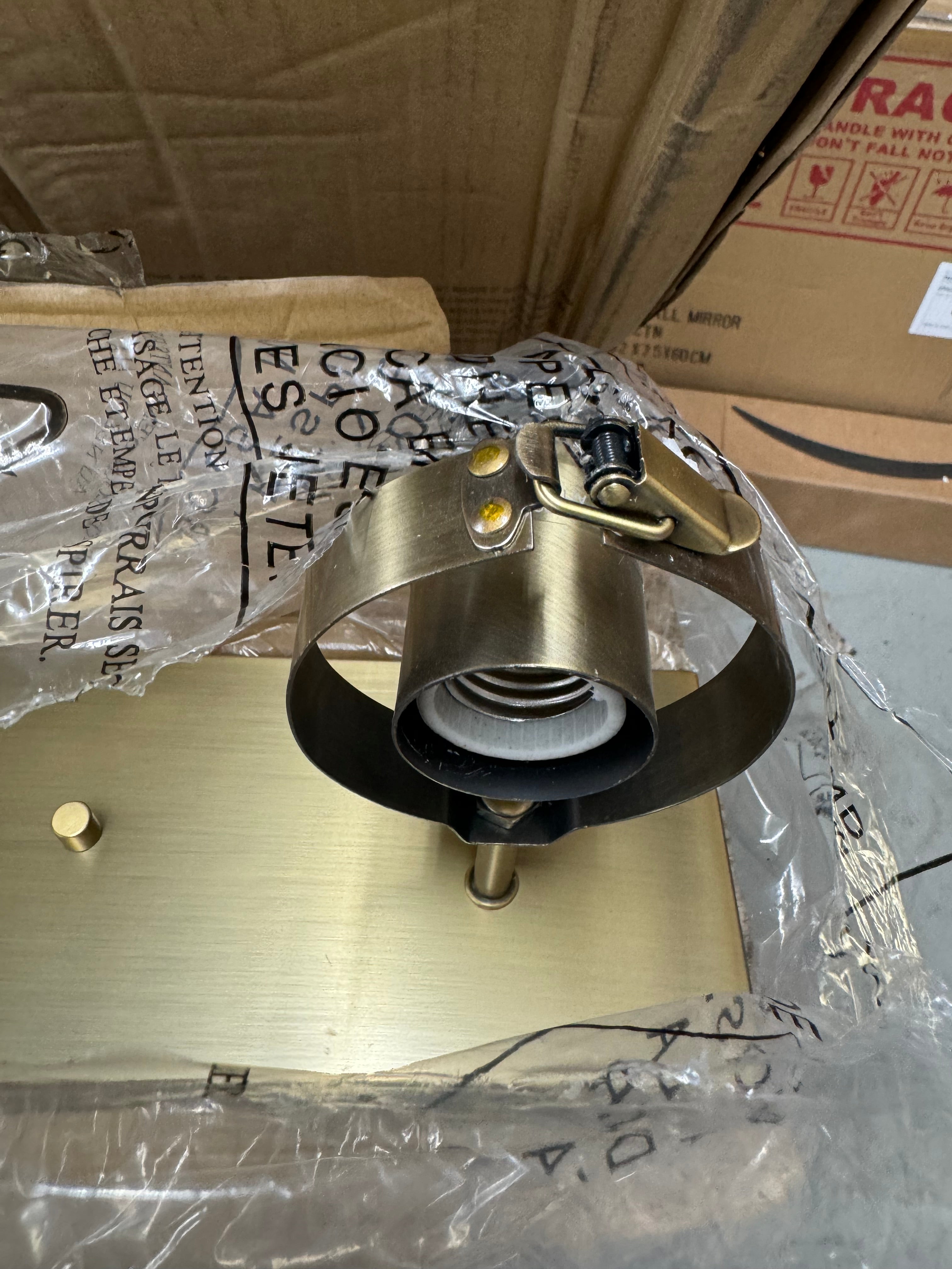 Progress Lighting Calhoun Vanity Light 4 Light Gold Vintage Brass With Clear Glass For Modern Farmhouse Bathrooms