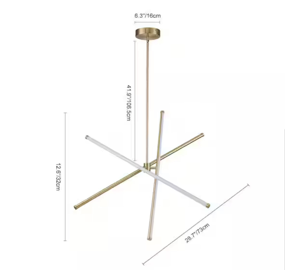 HUOKU LED Sputnik Chandelier Dimmable Integrated LED Rotatable Tubes Aged Brass For Dining Rooms
