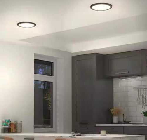 Artika Europa Disk 9 Inch LED Flush Mount Ceiling Light Black 1300 Lumen Modern Fixture For Kitchen Or Bedroom