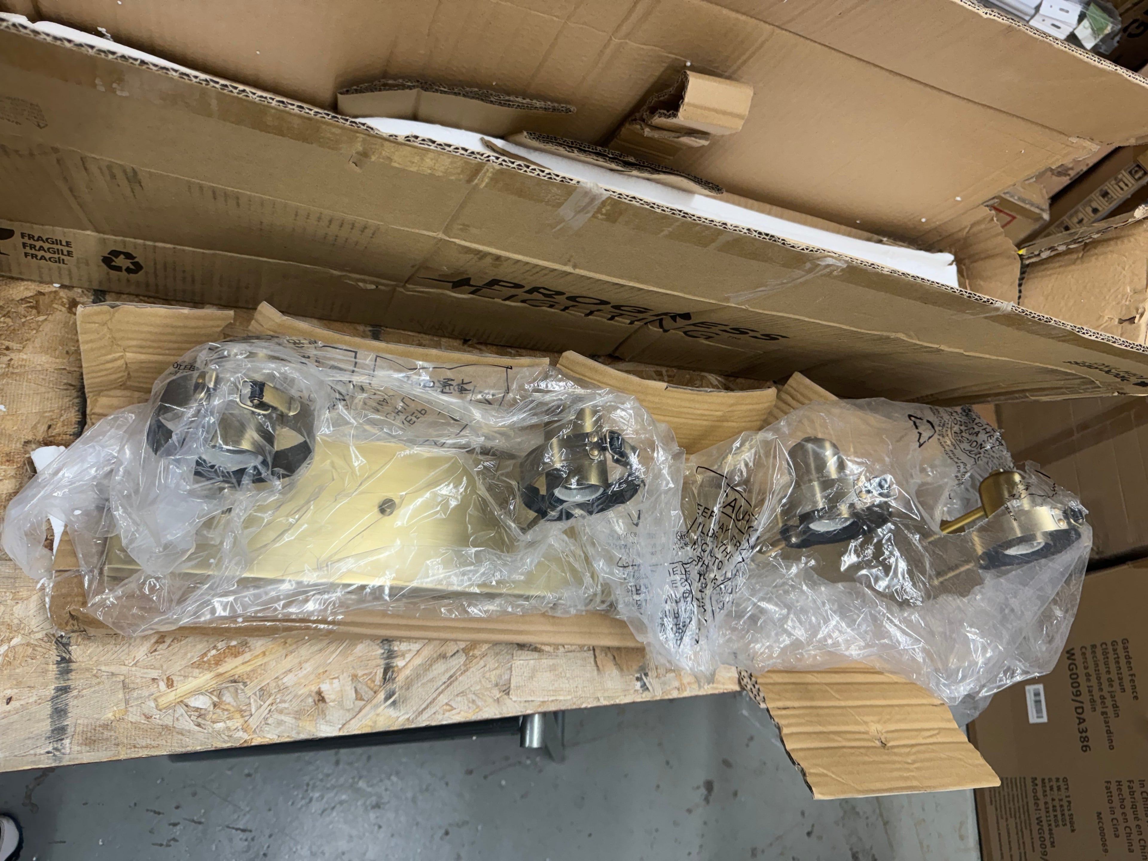 Progress Lighting Calhoun Vanity Light 4 Light Gold Vintage Brass With Clear Glass For Modern Farmhouse Bathrooms