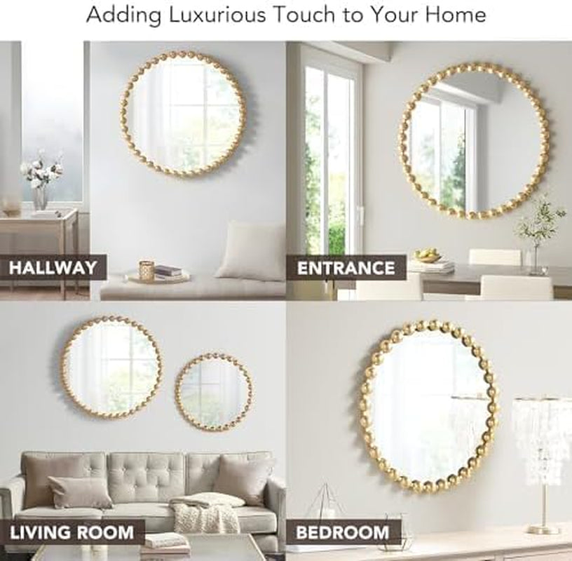 Round Wall Mirror With Gold Metal Frame 27 Inch Entryway