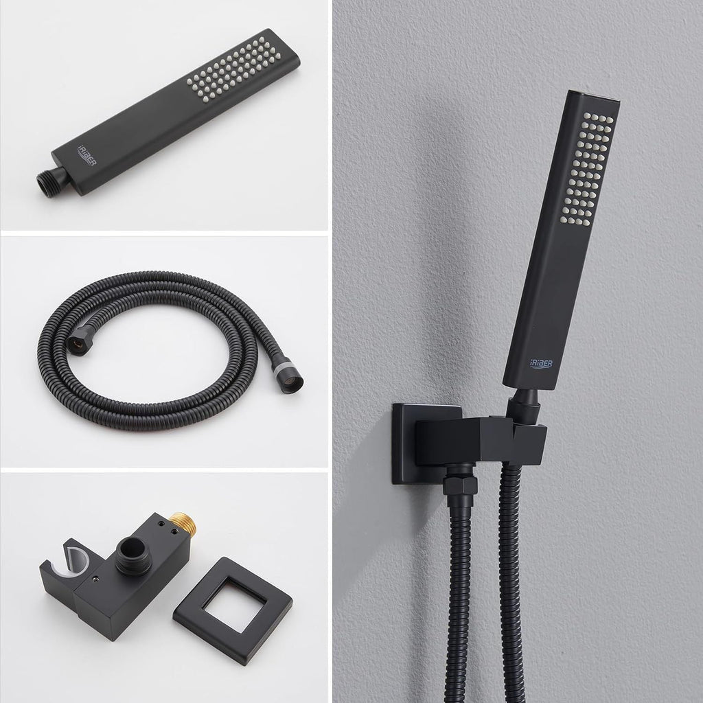 Trustmi Thermostatic Shower System Matte Black With Brass 3-Way Diverter Precise Temperature Control For Home Bathrooms