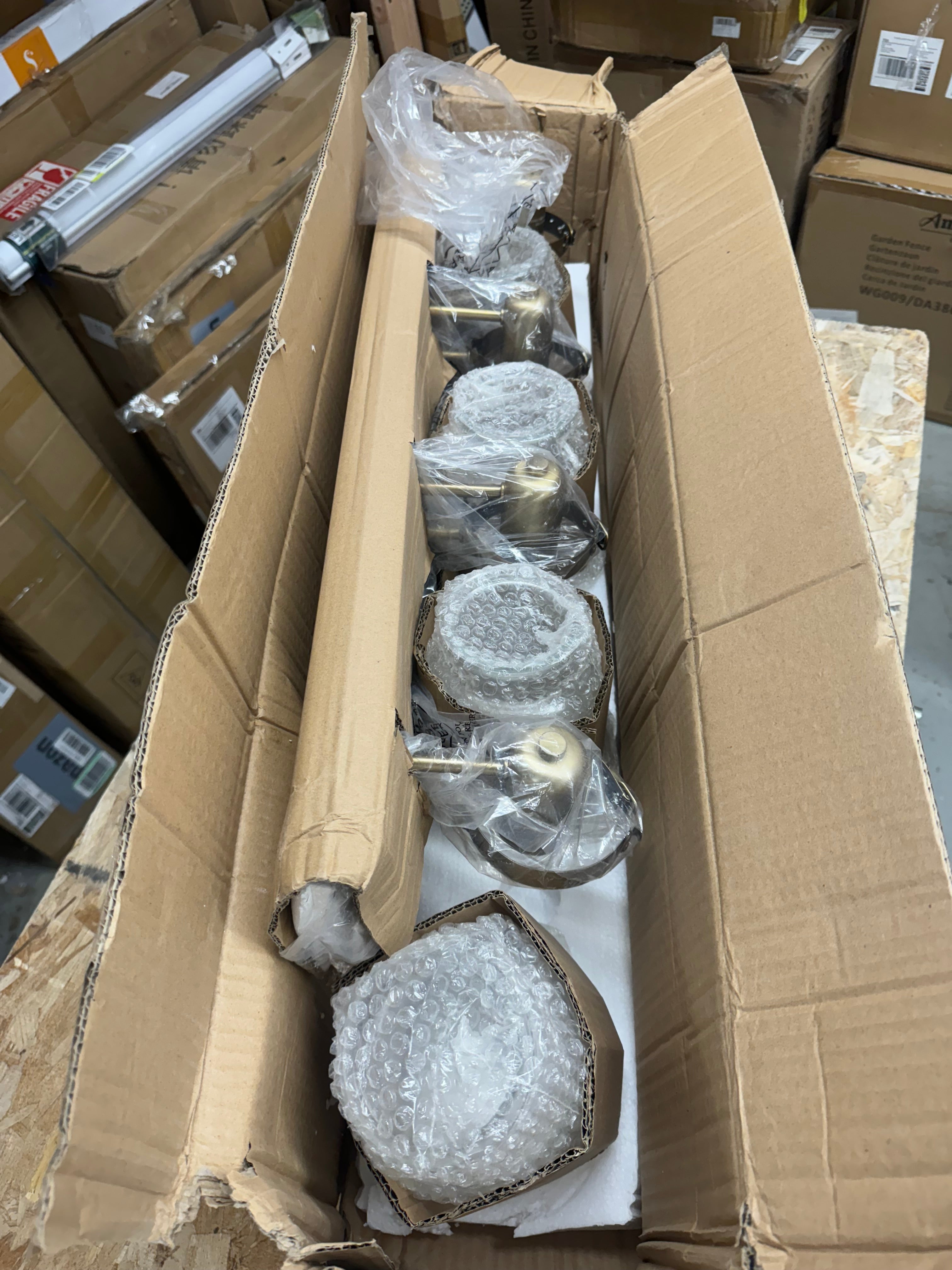 Progress Lighting Calhoun Vanity Light 4 Light Gold Vintage Brass With Clear Glass For Modern Farmhouse Bathrooms