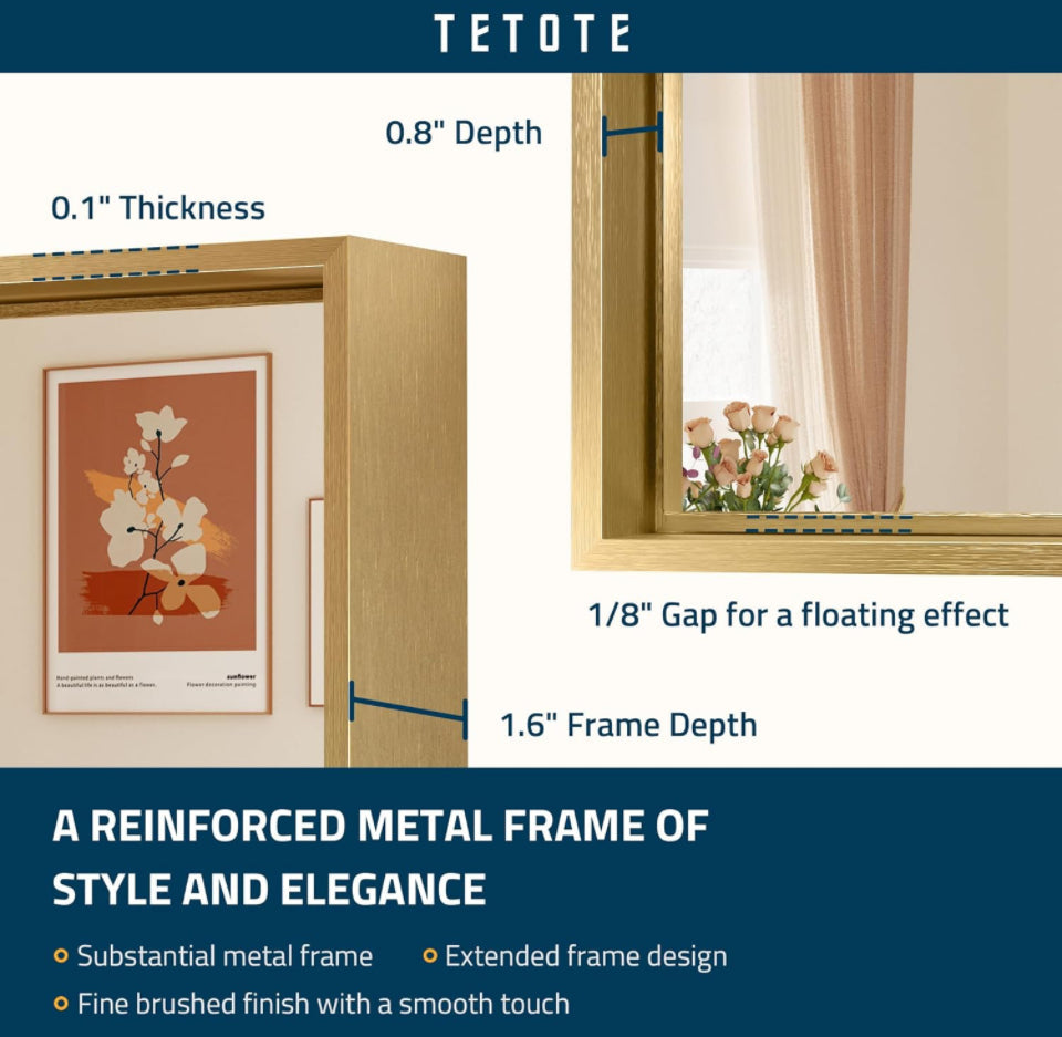 TETOTE Brushed Gold Bathroom Mirror 24 x 36 Inch Rectangle Gold Metal Framed Bathroom Vanity Mirror, Modern Farmhouse Rectangular Brass Frame Large Wa