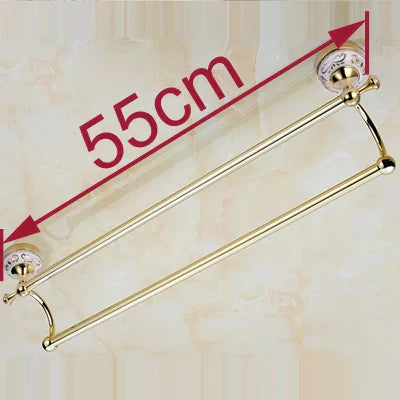 DecorBites™ 60cm Double Towel Bar with Ceramic Gold Finish for Bathroom Accessories.