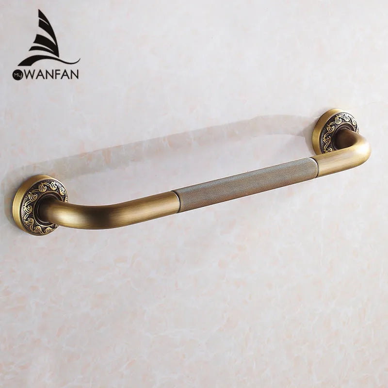 DecorBites™ Antique Brass Wall Mounted Grab Bar for Bathroom Safety, 52 cm - Home Assist Handle