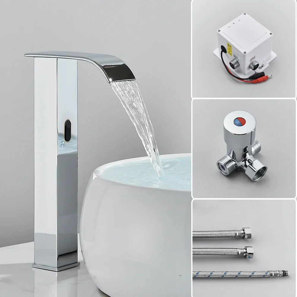 DecorBites™ Automatic Sensor Waterfall Basin Faucet - Touchless Bathroom Sink Tap