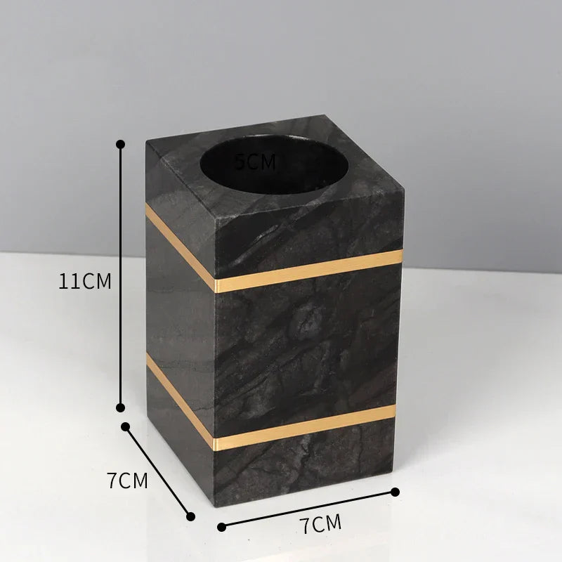 DecorBites™ Black Marble Bathroom Accessories Set