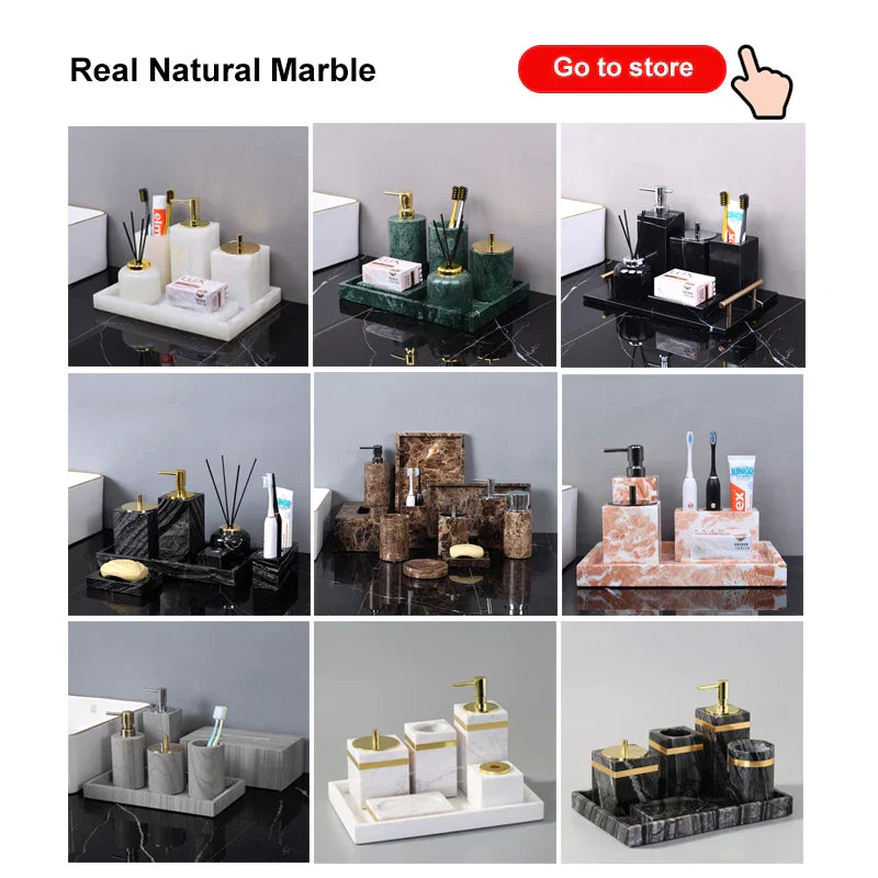 DecorBites™ Black Marble Bathroom Accessories Set