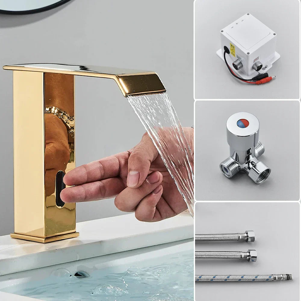 DecorBites™ Automatic Sensor Waterfall Basin Faucet - Touchless Bathroom Sink Tap