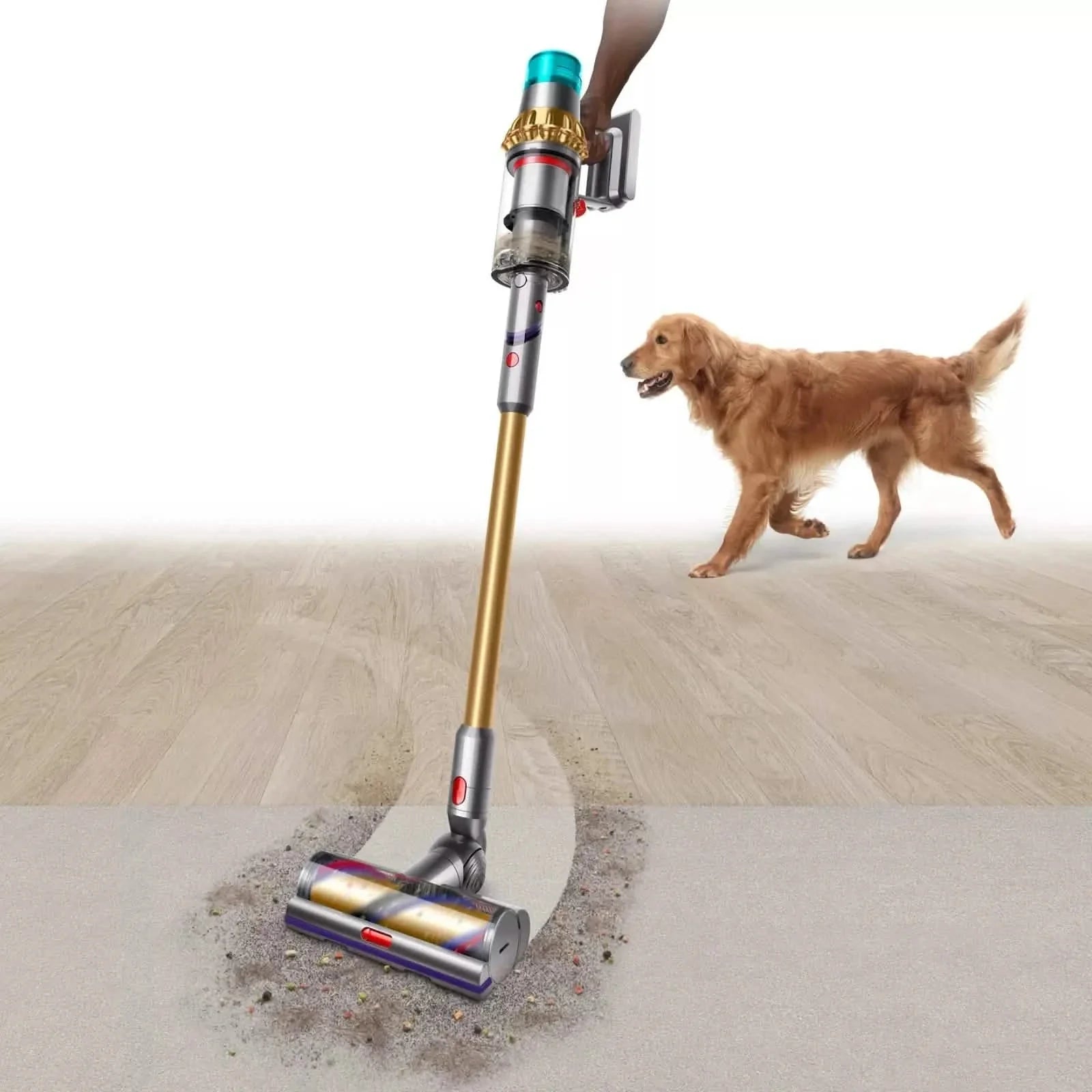 Dyson V15 Detect Absolute Stick Vacuum Cleaner With HEPA Filtration Laser Dust Detection Gold Finish For Pet Owners